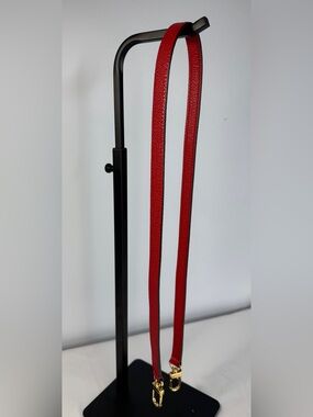 Louis Vuitton Red Leather Strap with Gold Hardware